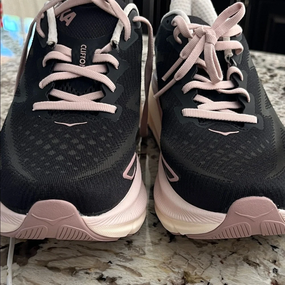 Hoka Women's Black and Light Pink Athletic Shoes - Picture 6 of 8
